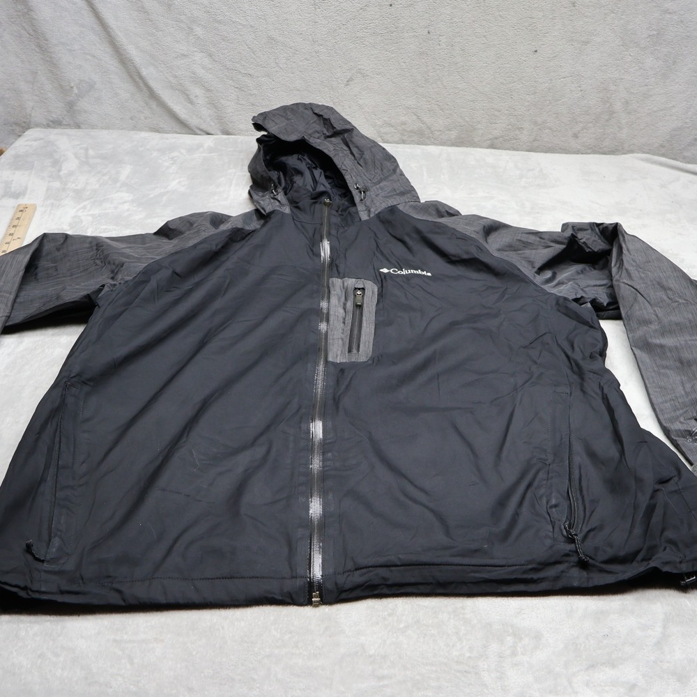 Columbia Jacket Men 3X Black Full Zip Omni-Heat Waterproof Hooded Outdoor hiking